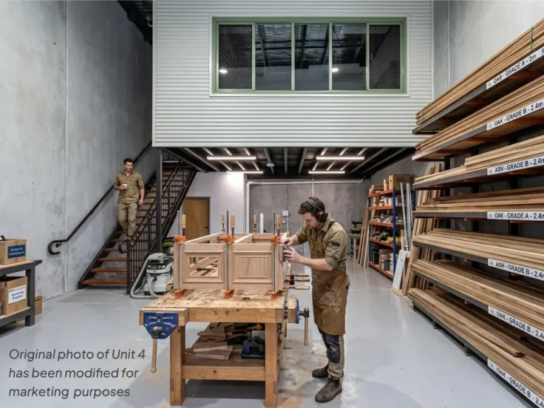 Image showing example fitout of unit for lease in Ipswich with modern warehouse